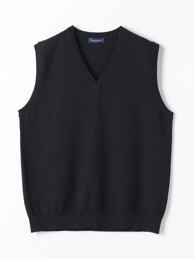 TRANSCONTINENTSBIZニットVネックベストブラック/グレー/ネイビー