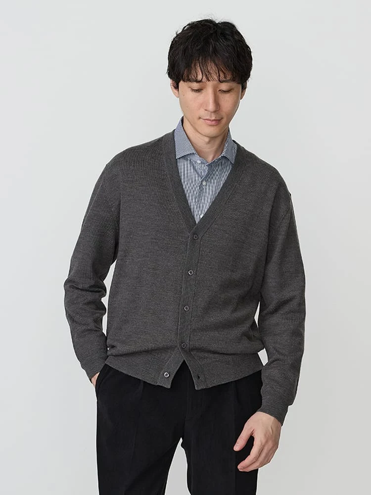 TRANSCONTINENTSBIZニットVネックカーディガンブラック/グレー/ネイビー