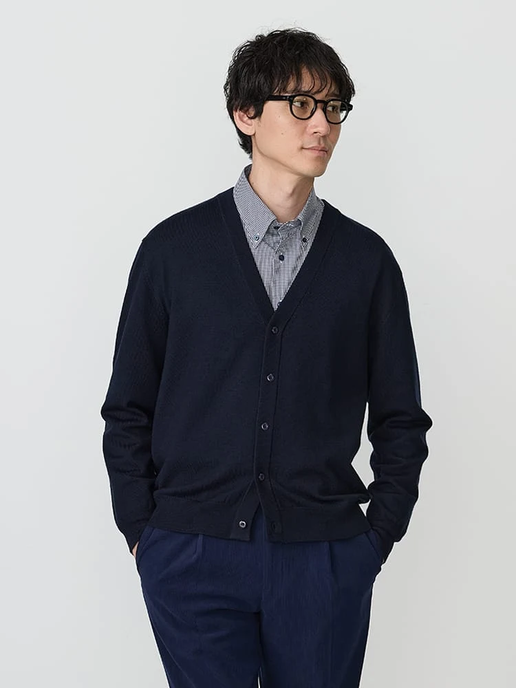 TRANSCONTINENTSBIZニットVネックカーディガンブラック/グレー/ネイビー