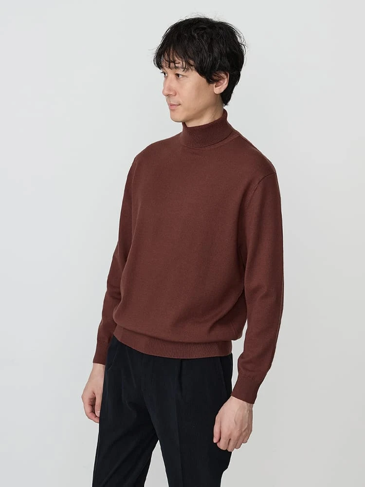 TRANSCONTINENTSBIZニットタートルプルオーバーブラック/グレー/ワイン/ブラウン