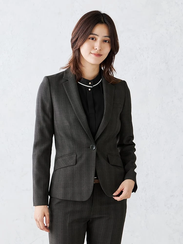 グレンチェックスーツテーラードジャケットグレー/ブラウン/ネイビー