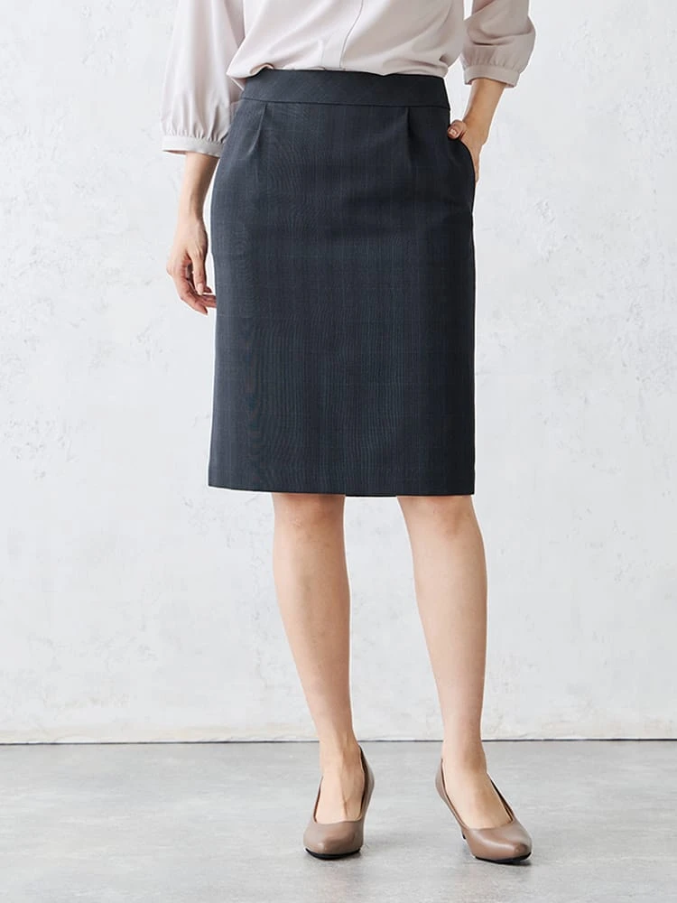 グレンチェックスーツタイトスカートグレー/ブラウン/ネイビー