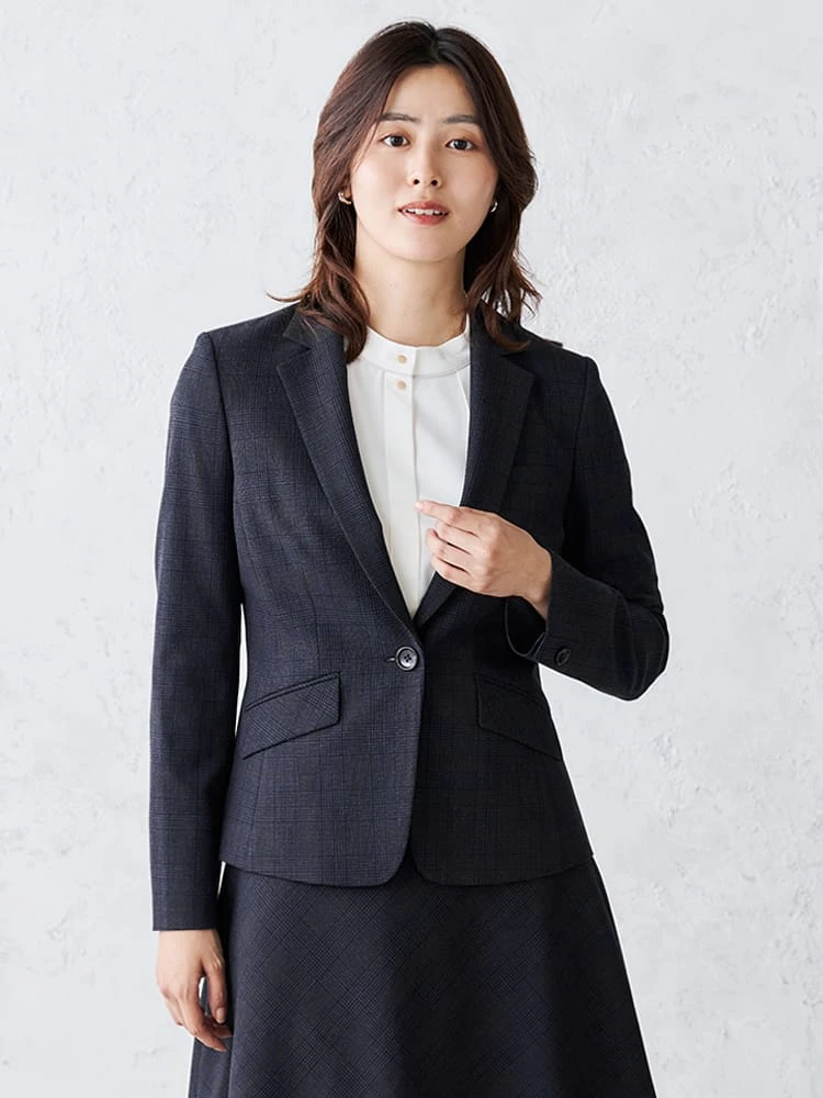 デレガントスーツテーラードジャケットチェックグレー/ネイビー