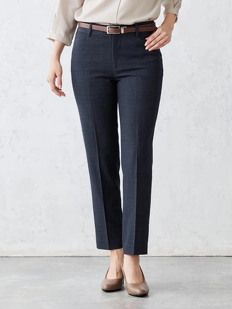 デレガントスーツテーパードパンツチェックグレー/ネイビー