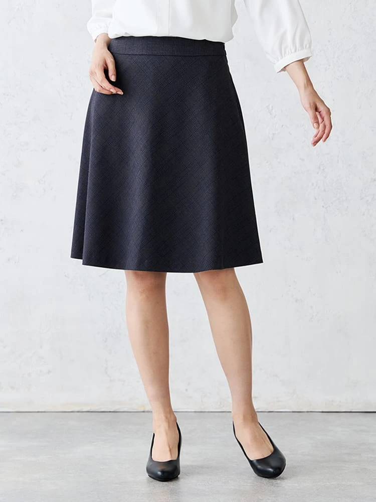 デレガントスーツフレアスカートチェックグレー/ネイビー
