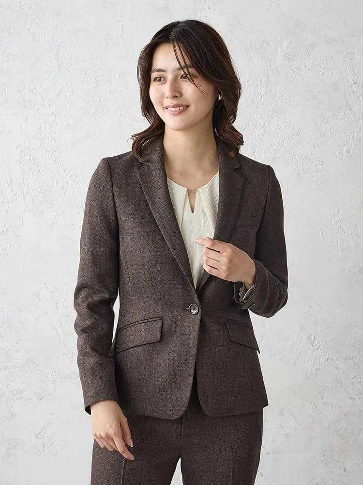 ツイードラチネスーツテーラードジャケットグレー/ブラウン/ネイビー