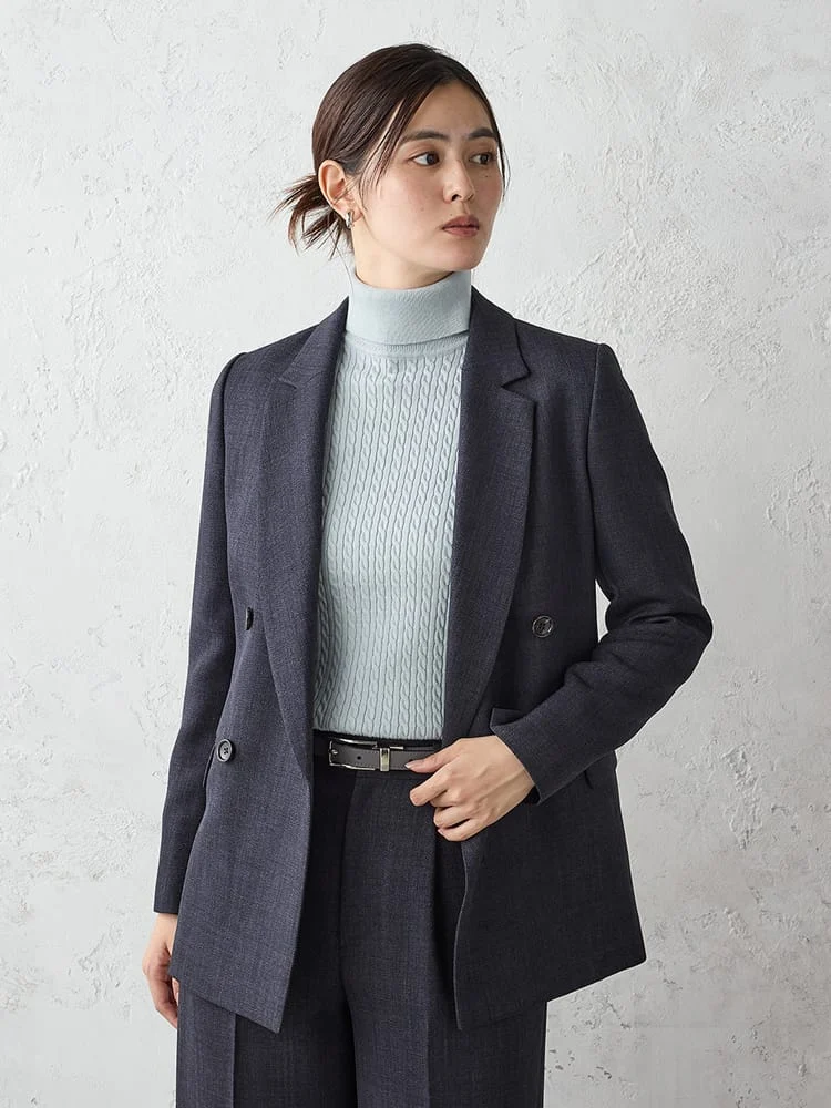 ツイードラチネスーツダブルジャケットグレー/ブラウン/ネイビー