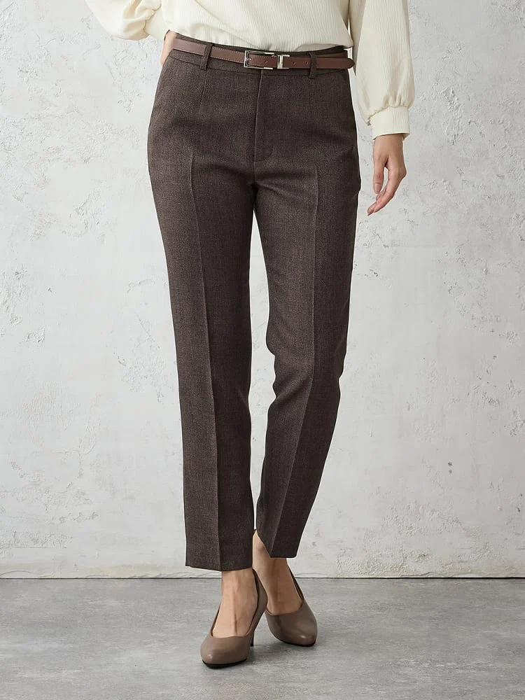 ツイードラチネスーツテーパードパンツグレー/ブラウン/ネイビー