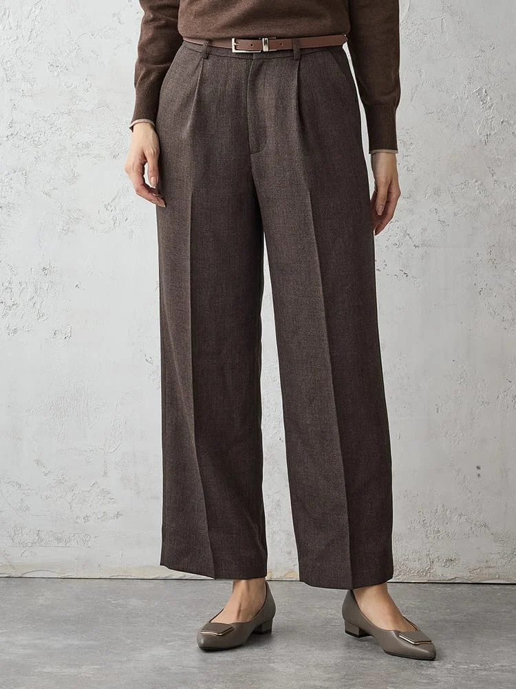 ツイードラチネスーツワイドパンツグレー/ブラウン/ネイビー