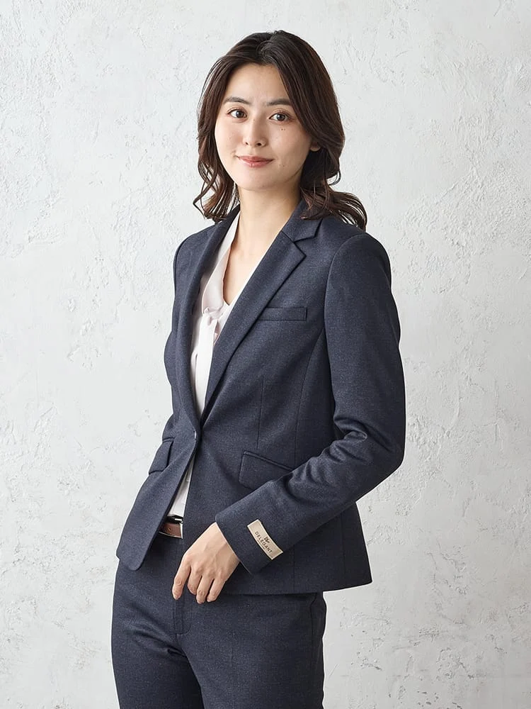 デレガントスーツニットテーラードジャケットグレー/ネイビー