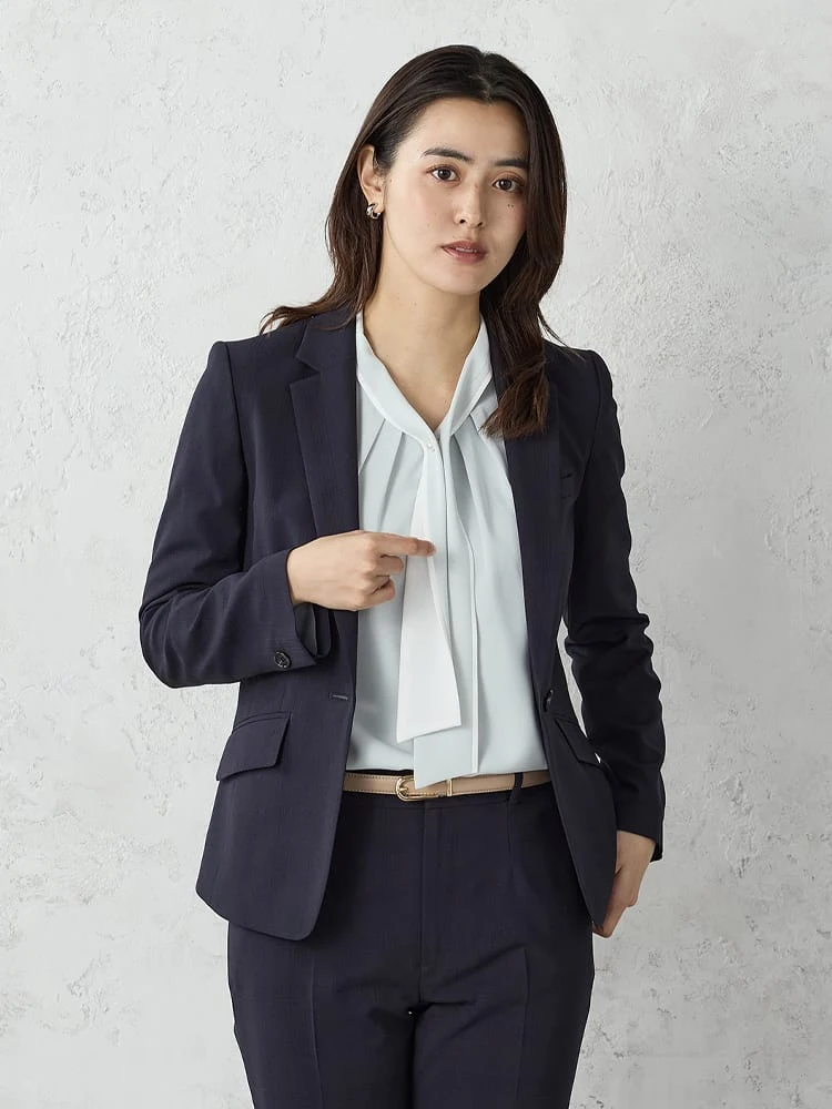 チェック柄スーツテーラードジャケットグレー/ネイビー