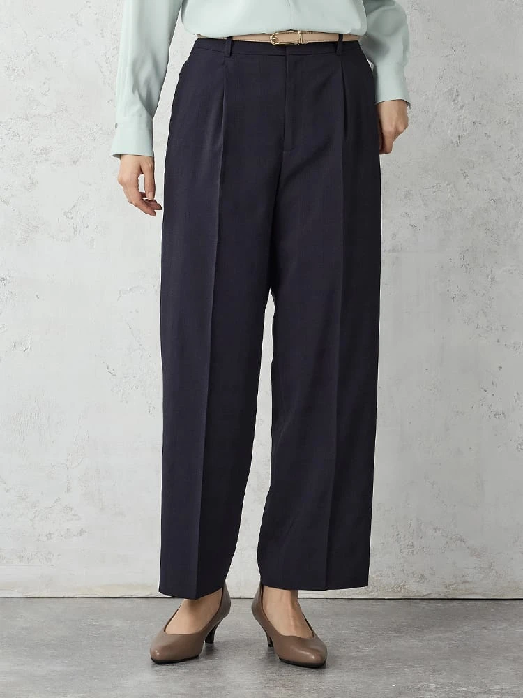 チェック柄スーツワイドパンツグレー/ネイビー