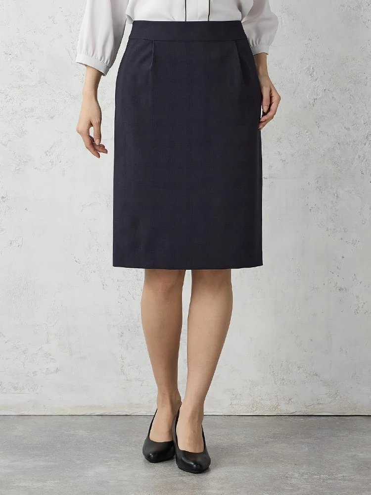 チェック柄スーツタイトスカートグレー/ネイビー