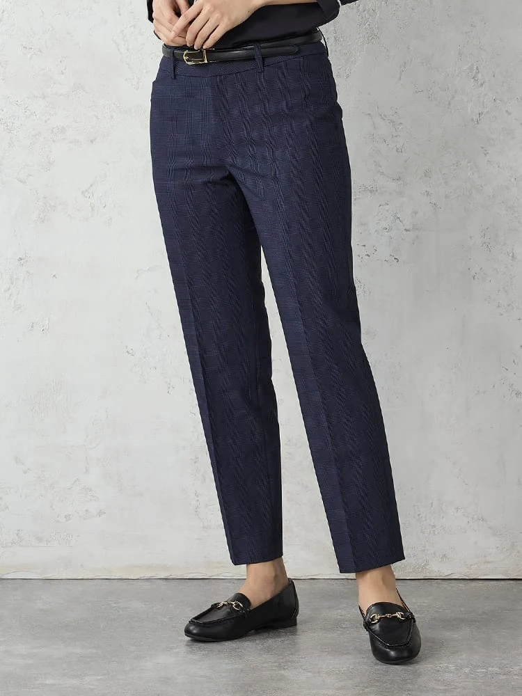 デレガントスーツテーパードパンツグレンチェックグレー/ネイビー
