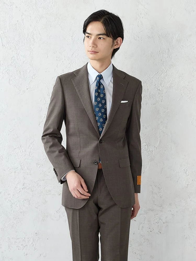 【MARLANE】TRANSCONTINENTS軽量ウール100％3つ釦スーツ無地