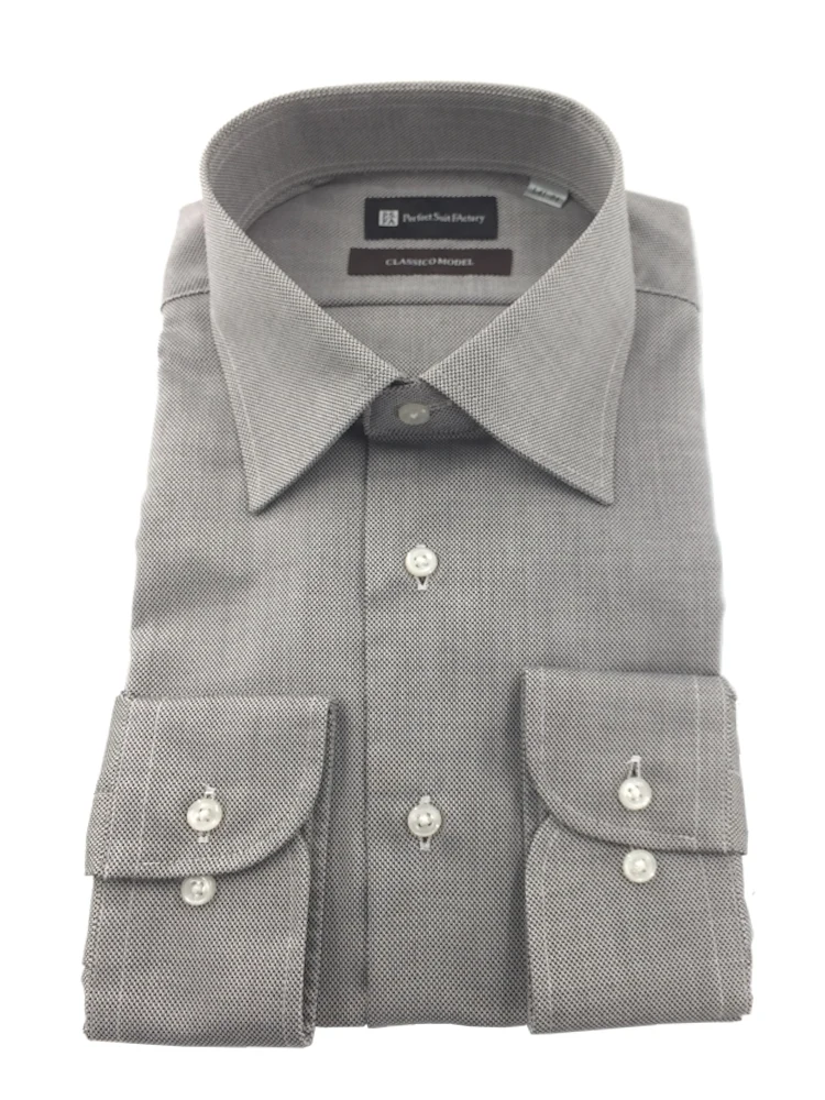 【ノンアイロン】長袖ワイシャツ【クラシコ】BLACKTRAD先染めロイヤルオックスブラック