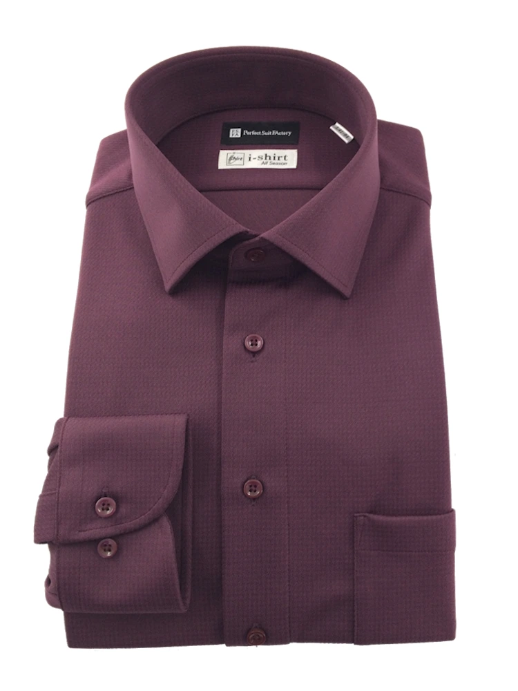 【完全ノーアイロン】長袖アイシャツダークカラー千鳥柄ブラック/ワイン/ブラウン/ネイビー＜3点で2,000円OFF！＞