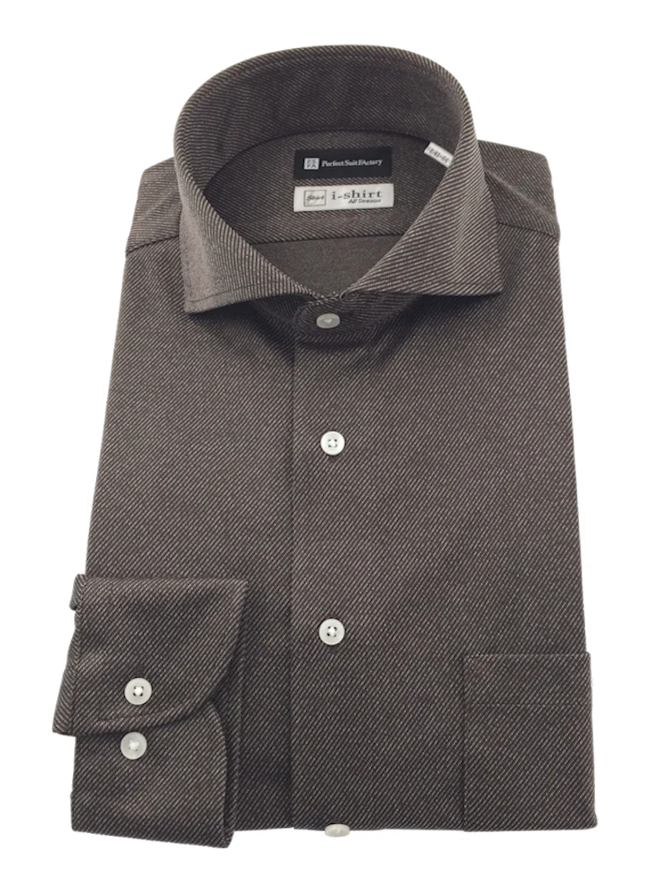 【完全ノーアイロン】長袖アイシャツデニムライクブラック/ブラウン/ネイビー＜3点で2,000円OFF対象＞