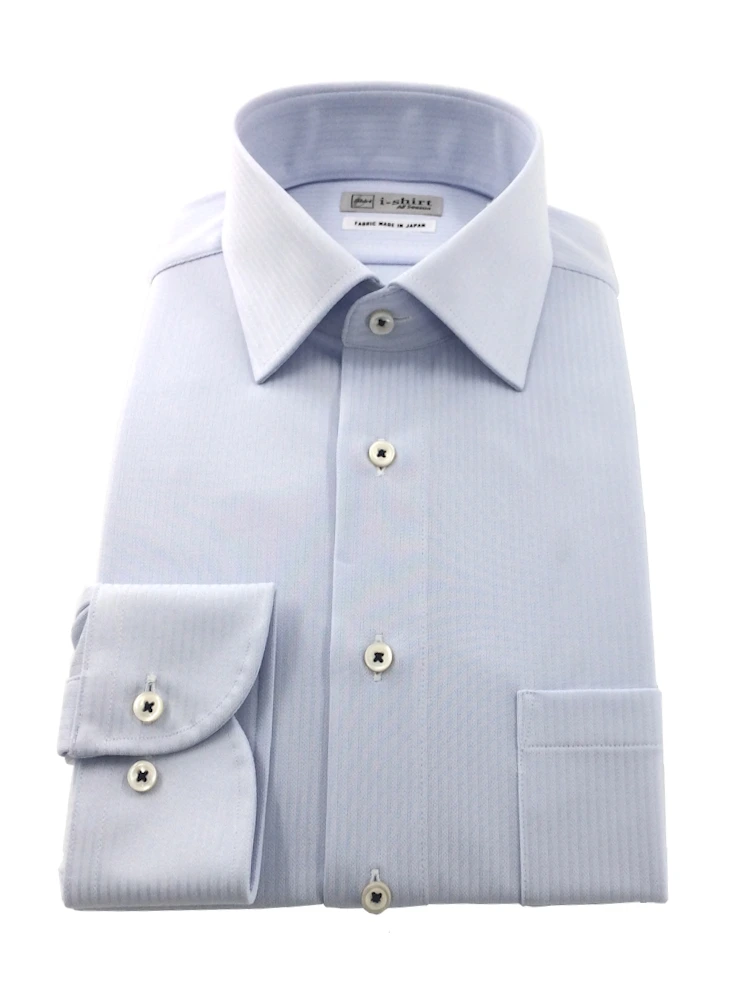 【完全ノーアイロン】長袖アイシャツシャドーストライプ柄ホワイト/サックス/ラベンダー＜3点で2,000円OFF！＞