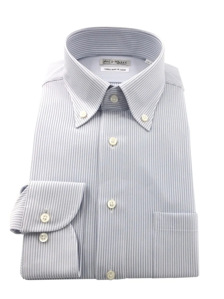 【完全ノーアイロン】長袖アイシャツロンスト柄グレー/サックス/ネイビー＜2点で1,000円／3点で2,000円OFF！＞