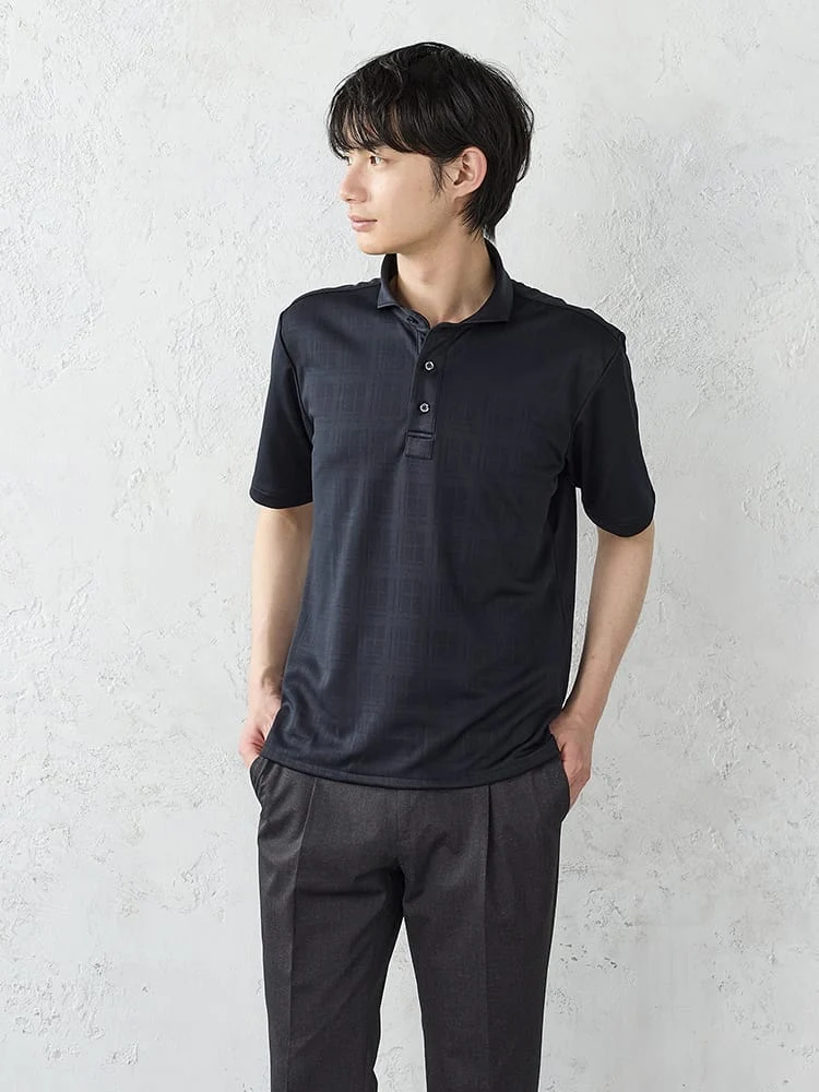 シャドーチェックBIZポロシャツカッタウェイ