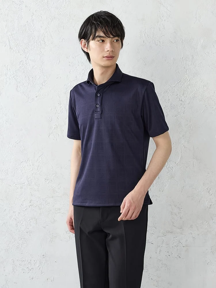 シャドーチェックBIZポロシャツカッタウェイ