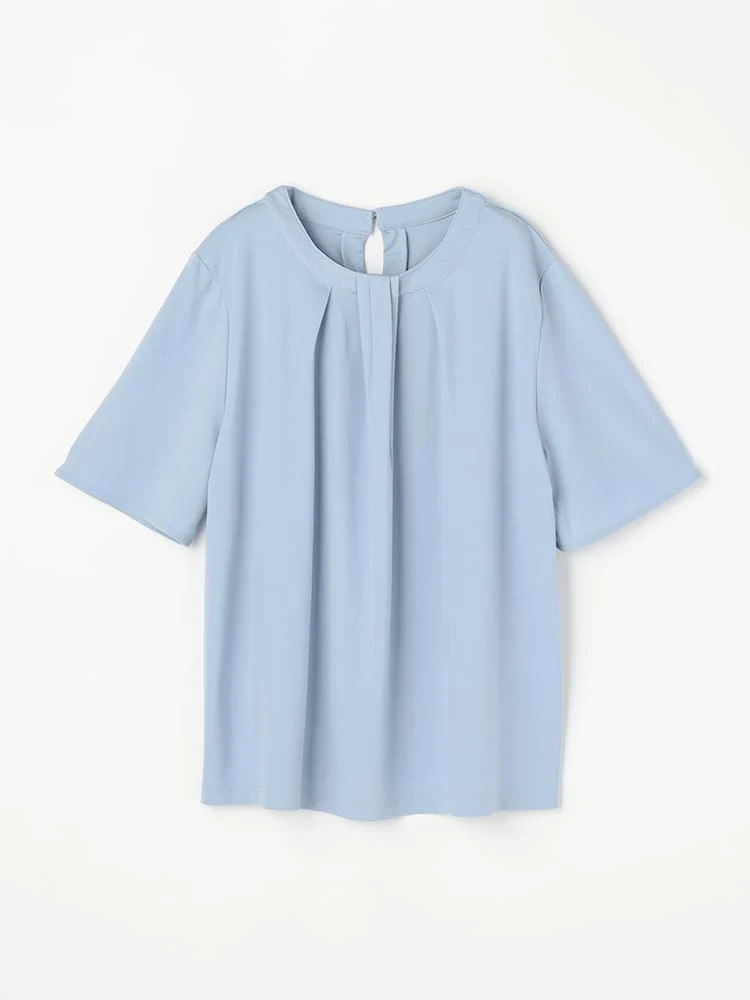 ＜ひんやり接触冷感＞ソフトブラウスボウタイホワイト/サックス/ネイビー〈2BUY10％OFF〉