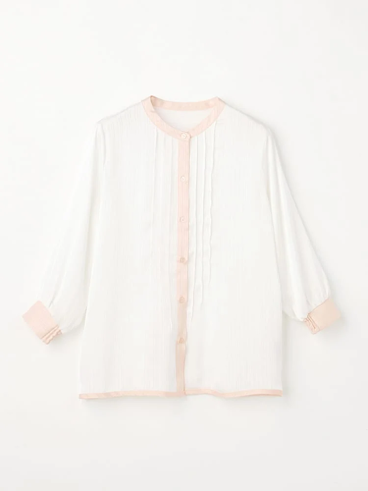 ピンタックブラウスブラック/グレー/ピンク