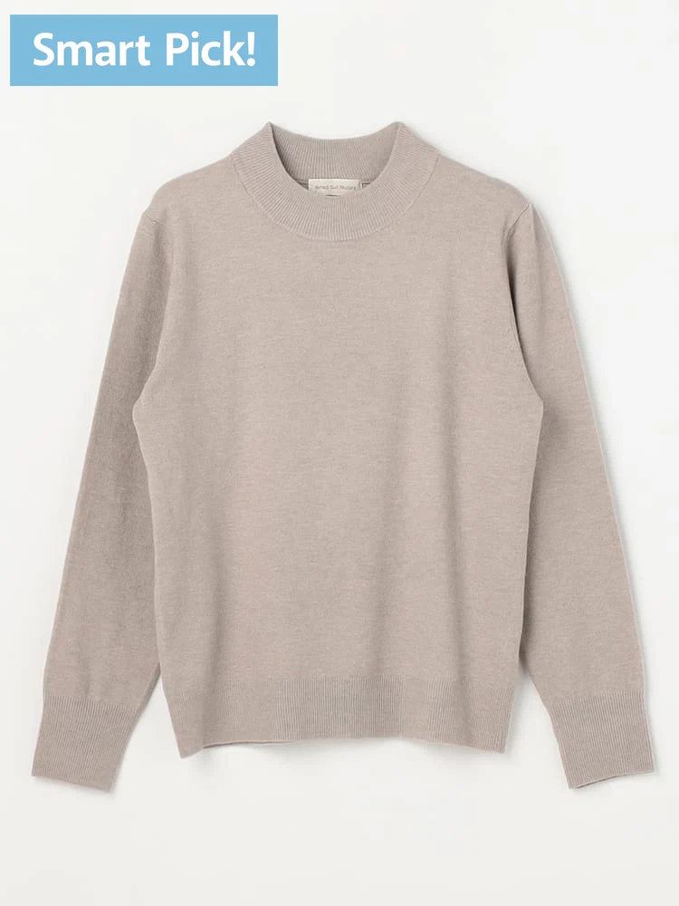 【SmartPick！/レディス】しっとり肌触りモックネックニットカシミヤタッチシリーズ