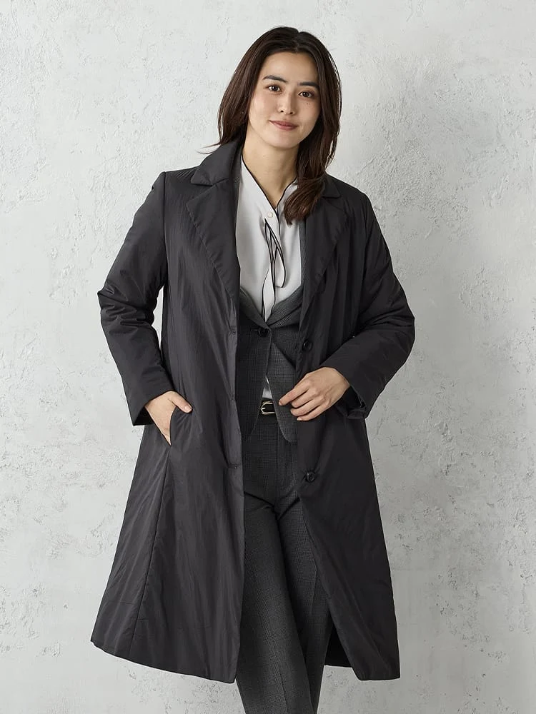 ナイロン中綿チェスターコートブラック/ネイビー