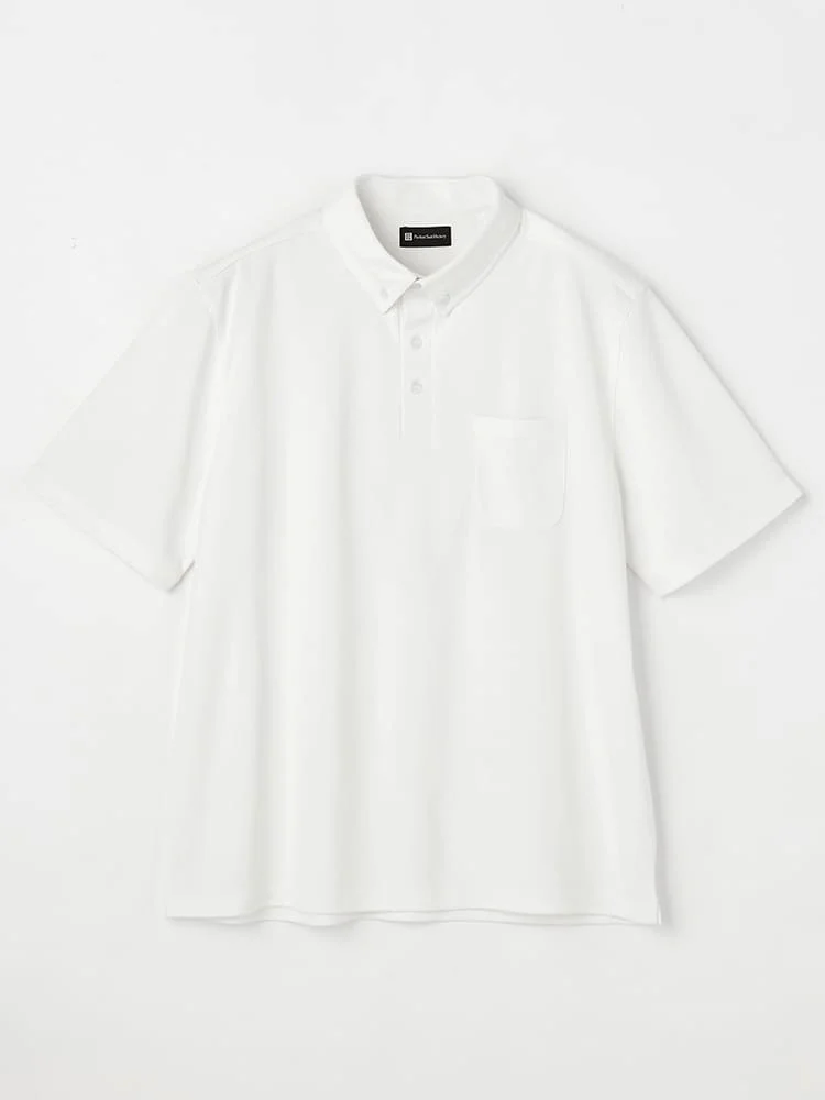 【ストレッチ】鹿の子ボタンダウン半袖ポロシャツ