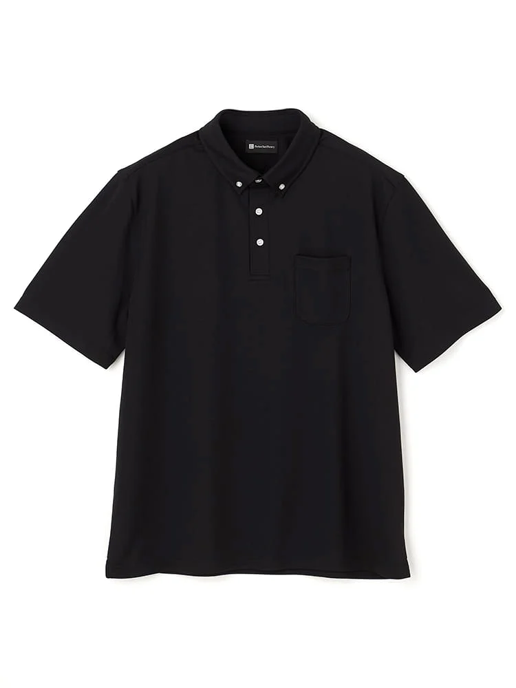【ストレッチ】鹿の子ボタンダウン半袖ポロシャツ
