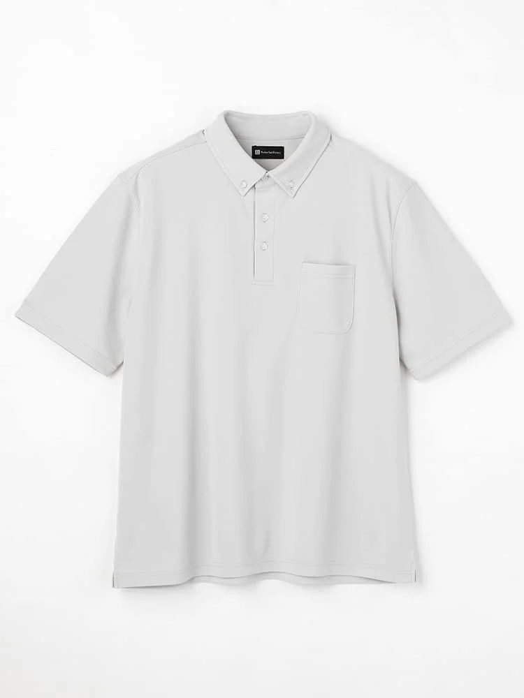 【ストレッチ】鹿の子ボタンダウン半袖ポロシャツ