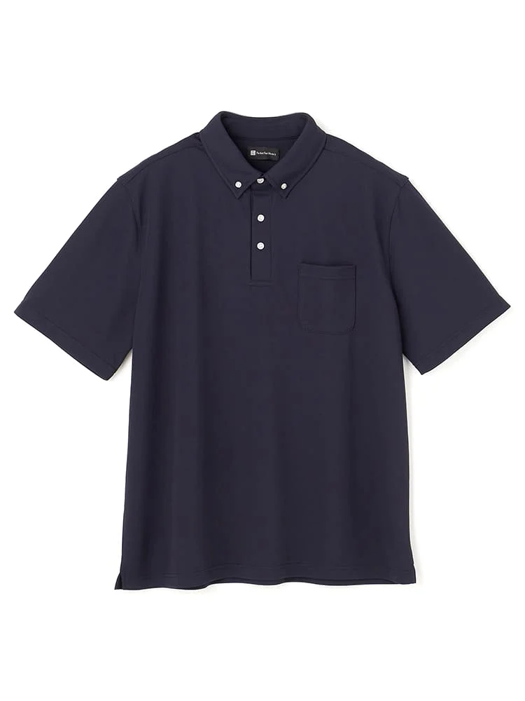 【ストレッチ】鹿の子ボタンダウン半袖ポロシャツ