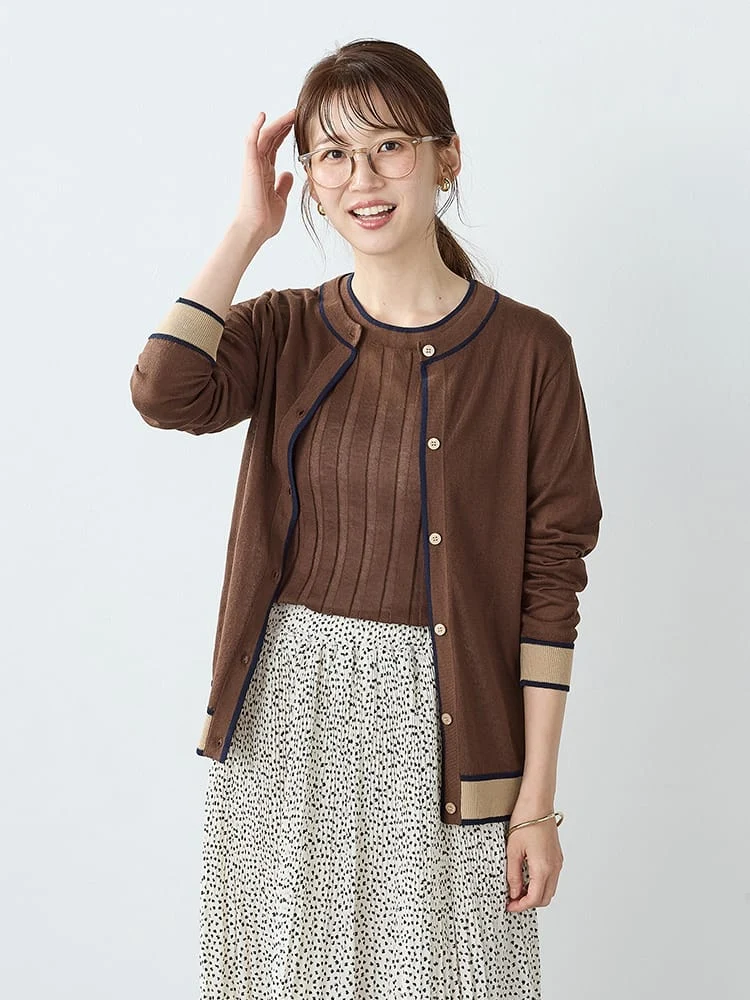 アンサンブル配色シアーニットカーディガン＜2BUYで10％OFF／3BUYで15％OFF！＞