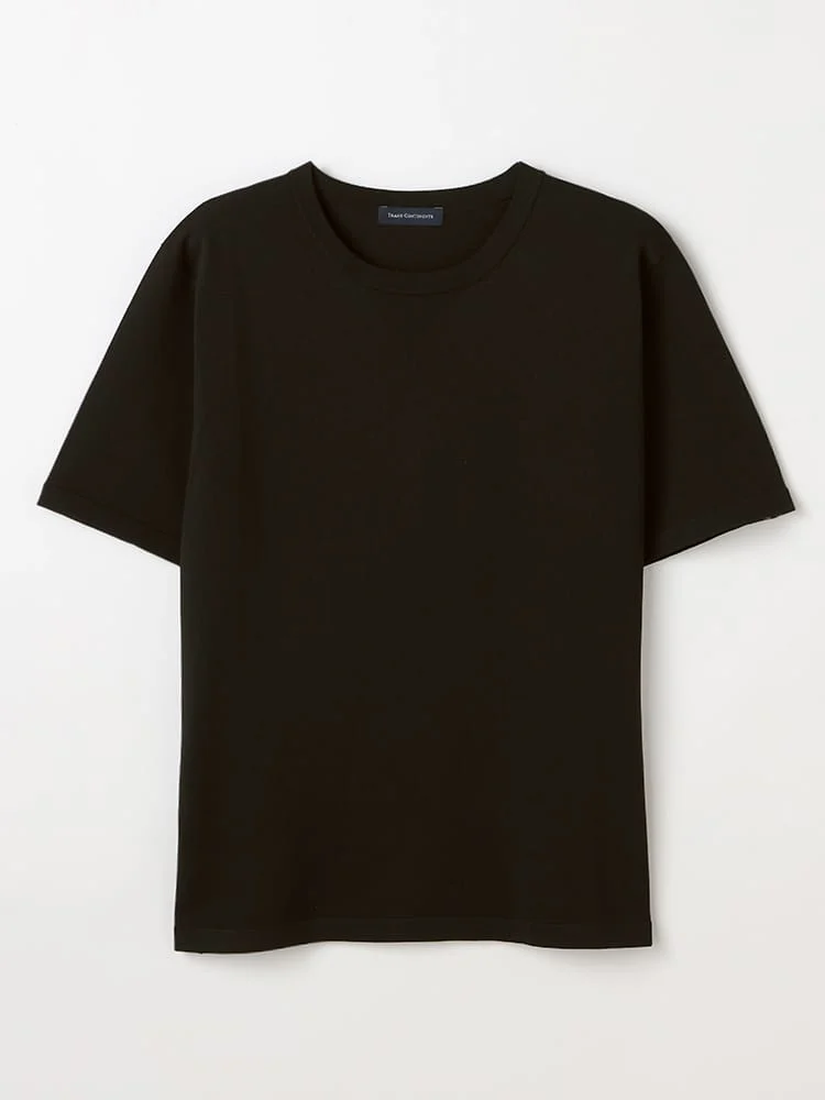 TRANSCONTINENTSクルーネック半袖ニットTシャツ