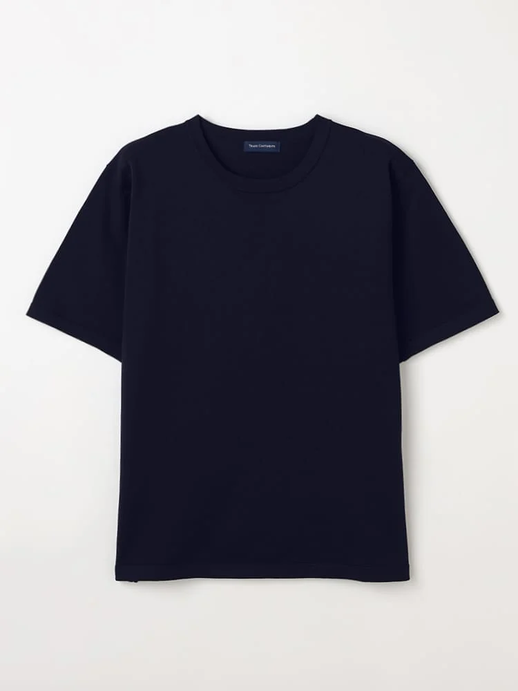 TRANSCONTINENTSクルーネック半袖ニットTシャツ
