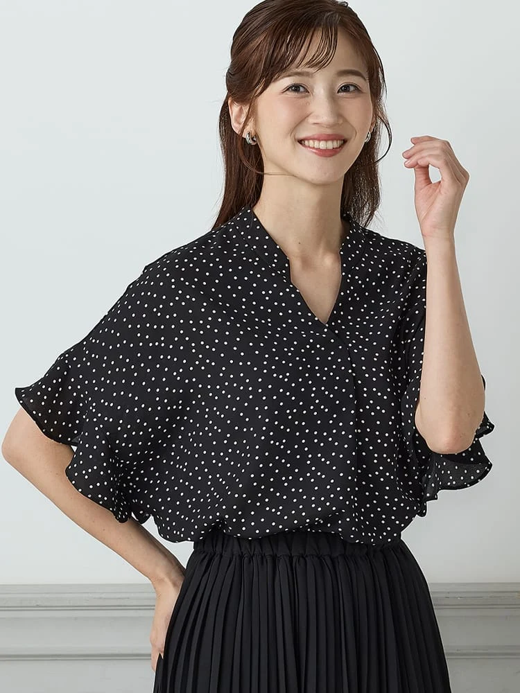 フリルドット柄ブラウス＜2BUYで10％OFF／3BUYで15％OFF！＞