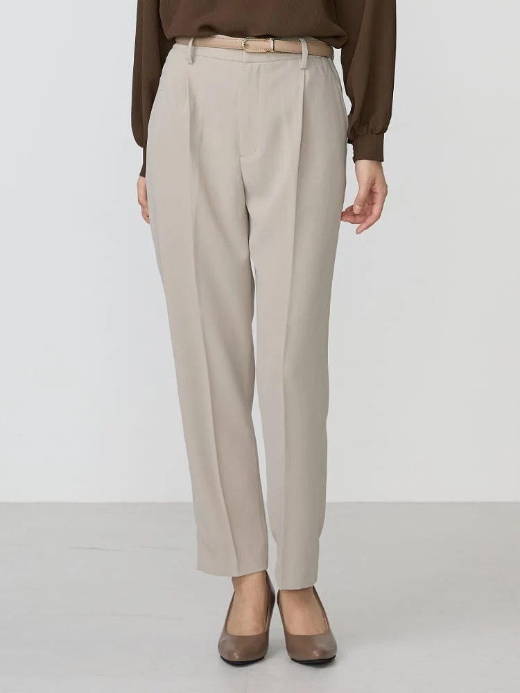 バックサテンジョーゼットスーツテーパードパンツベージュ/ネイビー/ブラック