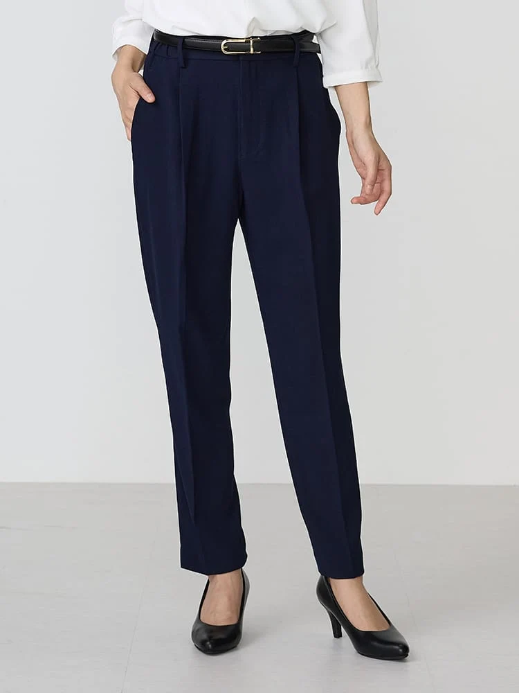 バックサテンジョーゼットスーツテーパードパンツベージュ/ネイビー/ブラック