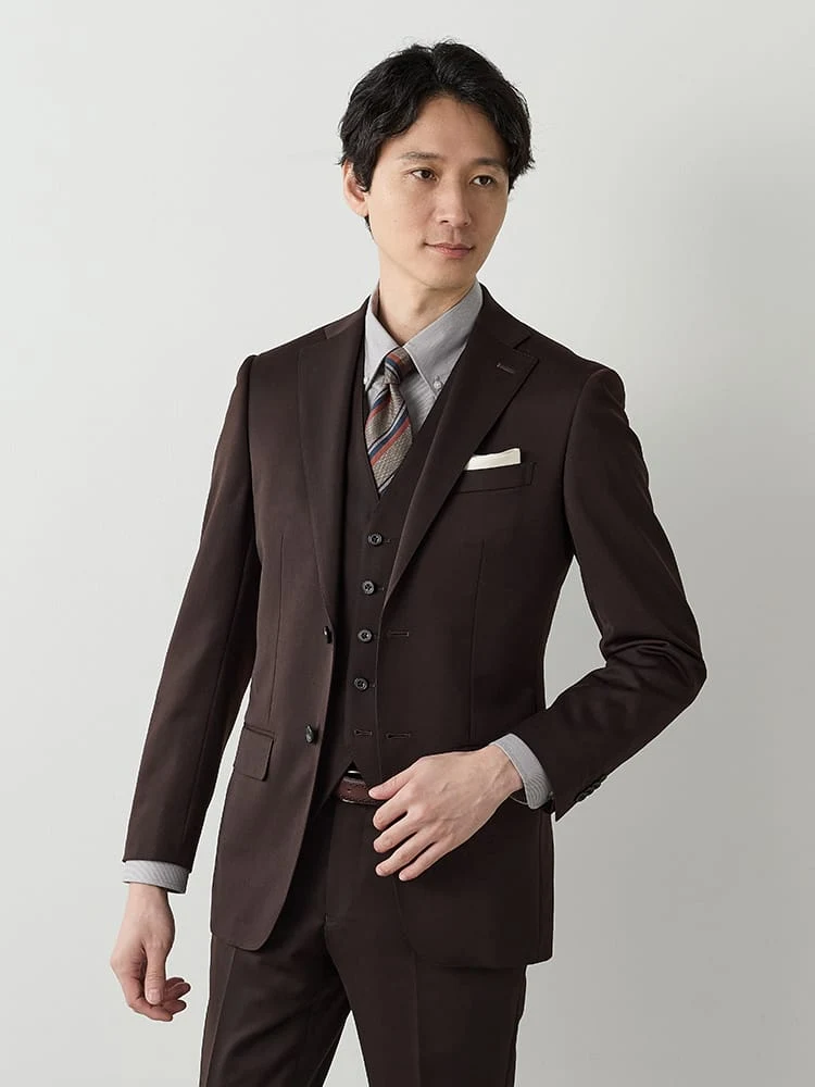 ベネシャンスリーピーススーツ【クラシコ】無地ブラウン/ネイビー