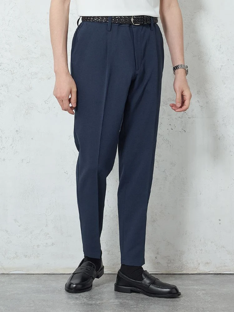 【洗える】リネンライクスラックスグレー/ベージュ/ブルー/ネイビー