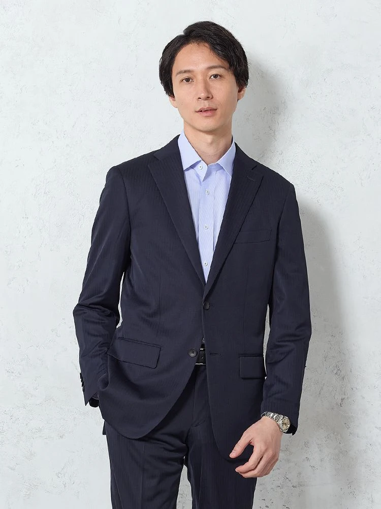 【涼しい/i-suit】アイスーツシャドウストライプブラック/ネイビー