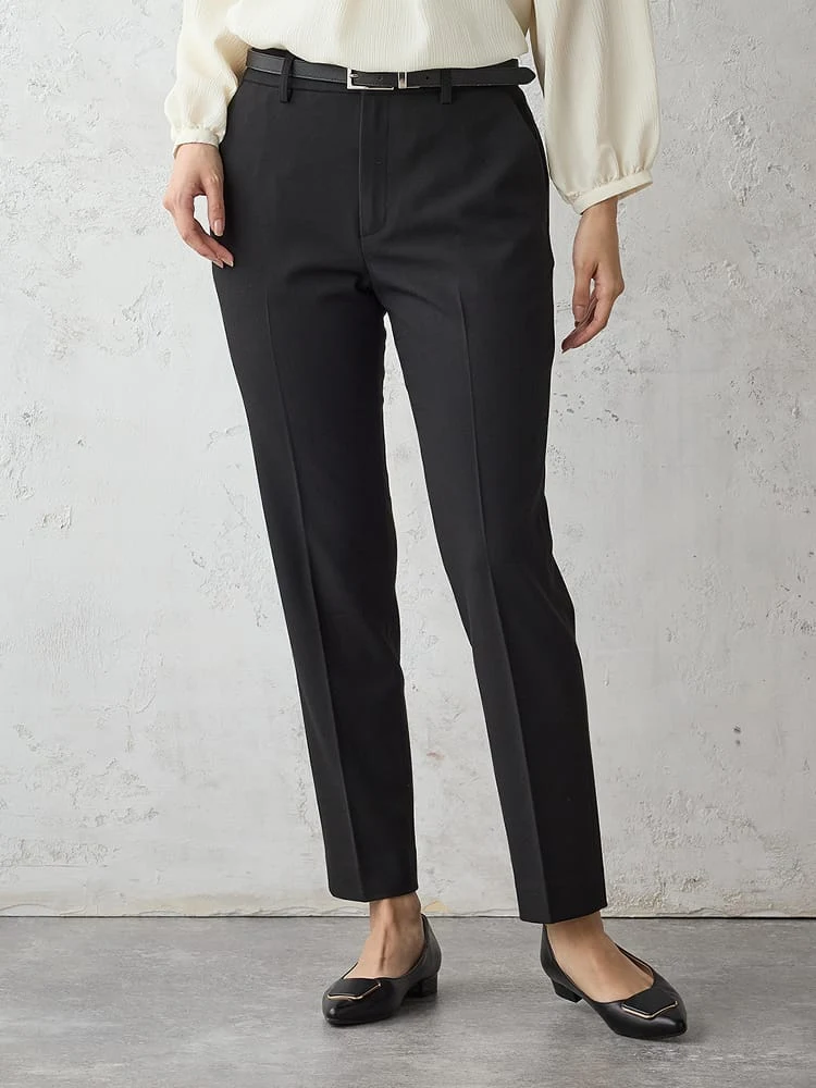 ＜あたたか裏起毛＞テーパードパンツ無地/ストライプ/千鳥柄