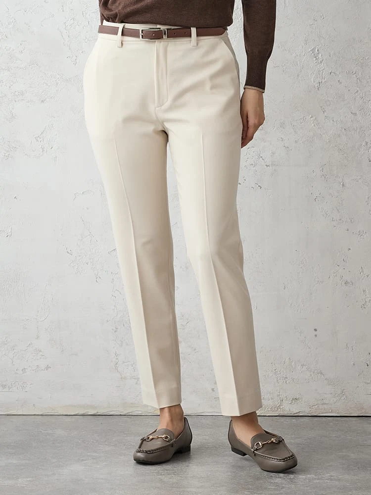 ＜あたたか裏起毛＞テーパードパンツ無地/ストライプ/千鳥柄