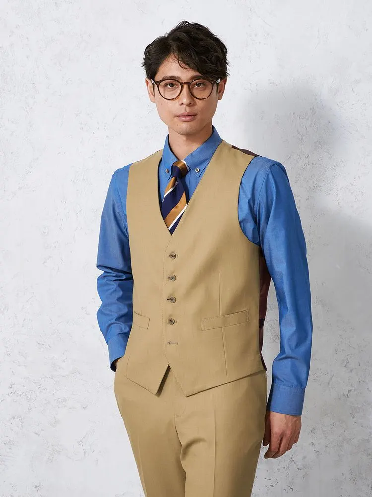 EDWINウール混デニムライクベストブラック/ベージュ/ブルー/ネイビー