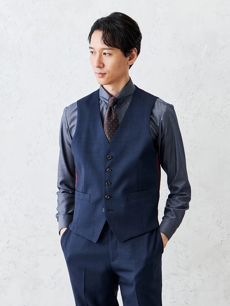 【EDWIN×P.S.FA】デニムライクウールベストベージュ/ブラウン/カーキ/ブルー