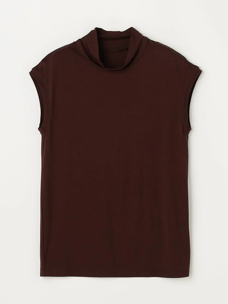 ハイネックノースリーブブラック/グレー/ブラウン〈2BUY10％OFF〉