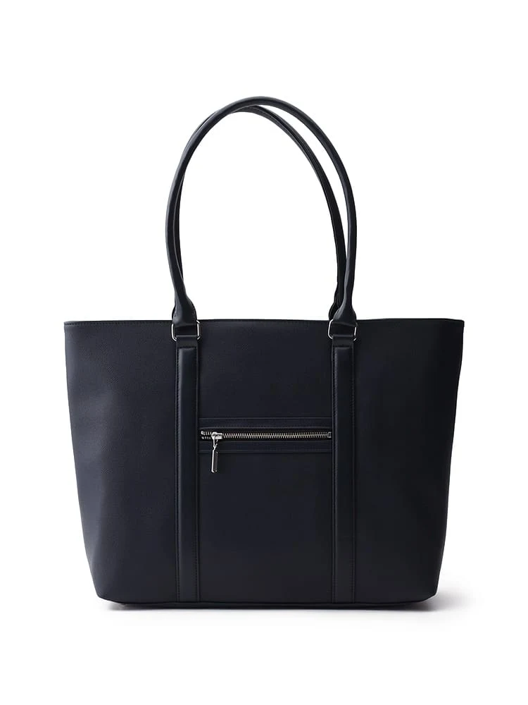 前ポケットビジネストートバッグブラック/ネイビー