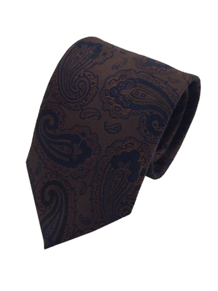 アルマンドネクタイシルク100％ペイズリー柄グレー/ブラウン/ネイビー